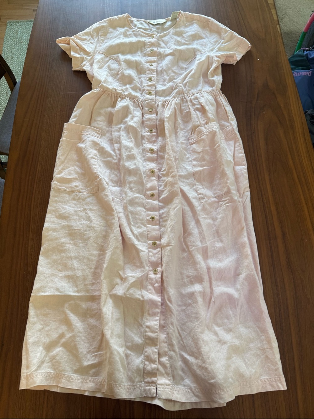 Vintage Eddie Bauer Pink Linen Maxi Dress
